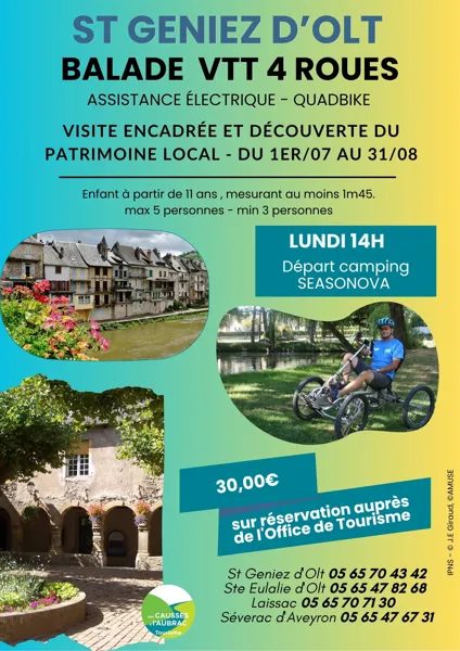Visite et découverte du patrimoine de St Geniez d'Olt en VTT 4 roues AE (Quadbike)
