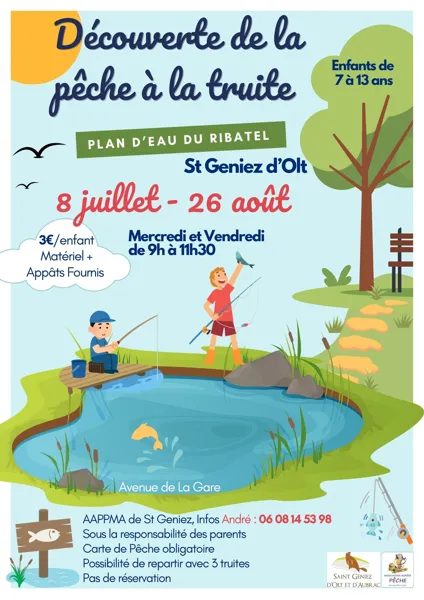 Découverte de la Pêche à la truite au plan d'eau du Ribatel à St Geniez d'Olt