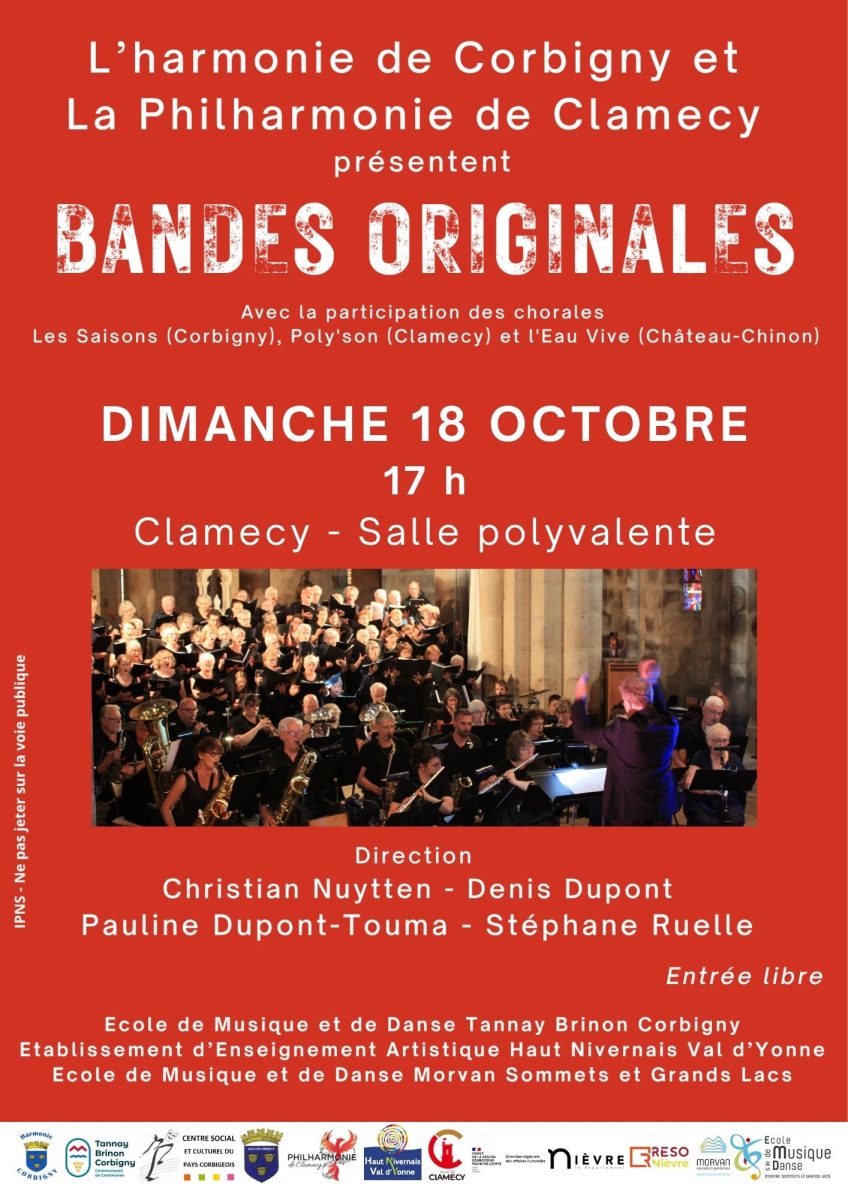 L'harmonie de Corbigny et la Philharmonie de Clamecy présentent : Bandes Originales