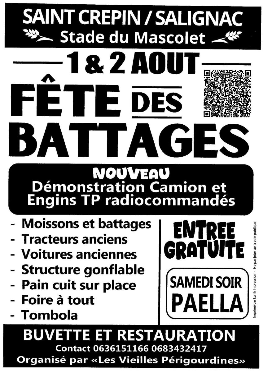 Fête des battages à Saint Crépin et Carlucet/Salignac