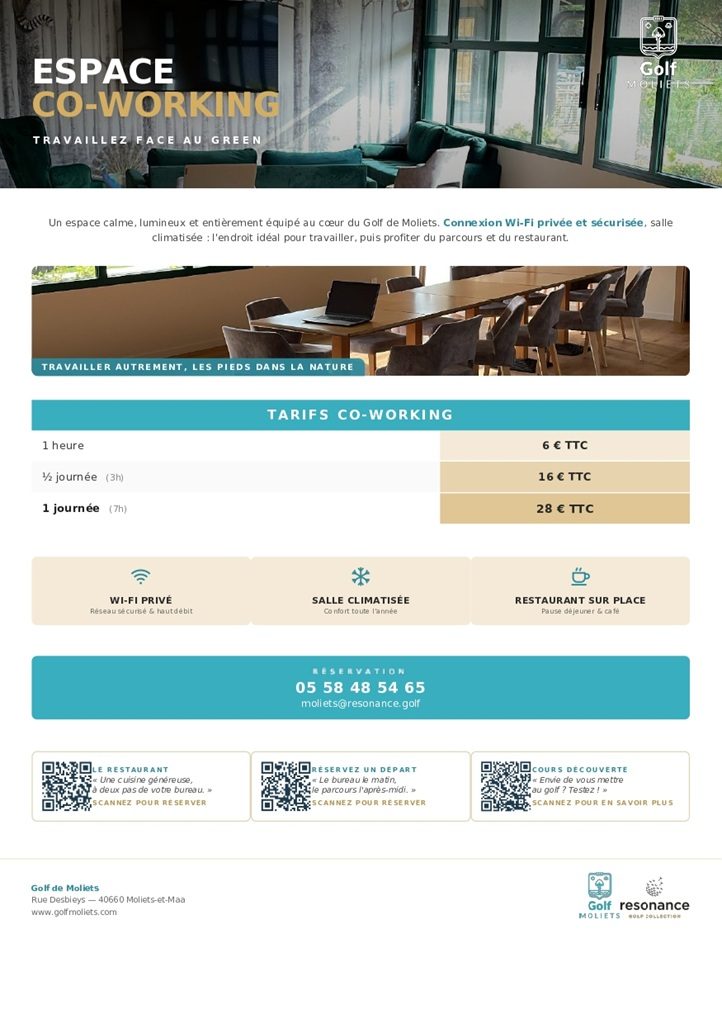 Espace co-working du Golf de Moliets