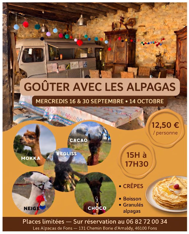 Goûter avec les alpagas à Fons