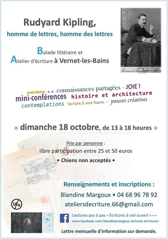 BALADE LITTERAIRE ET ATELIER D'ECRITURE : "RUDYARD KIPLING, HOMME DE LETTRES, HOMME DES LETTRES"