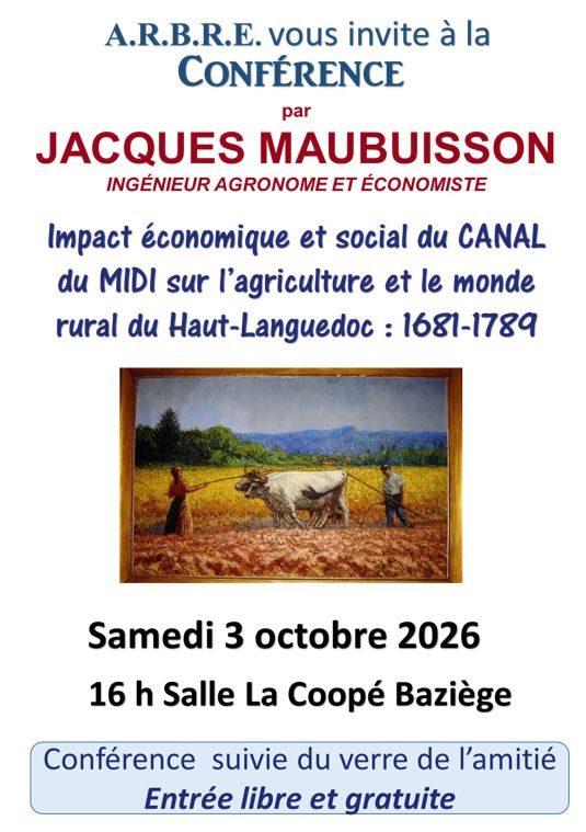 IMPACT ÉCONOMIQUE ET SOCIAL DU CANAL DU MIDI SUR L’AGRICULTURE ET LE MONDE RURAL DU HAUT-LANGUEDOC 1681-1789, PAR JACQUES MAUBUISSON.