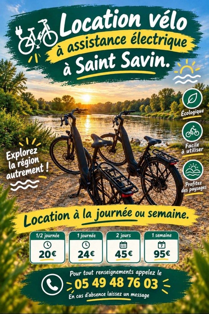 Location de vélos électriques et réparation de vélos à Saint-Savin