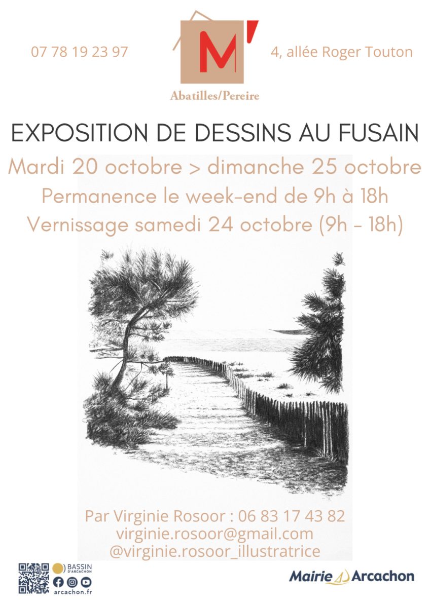 Exposition de dessins au fusain par Virginie Rosoor - M' Les Abatilles / Pereire