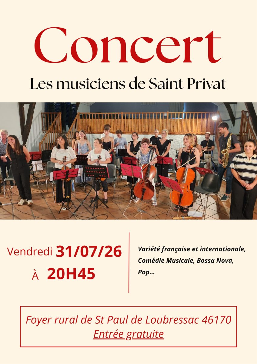Concert à Saint-Paul-de-Loubressac: Les musiciens de Saint-Privat