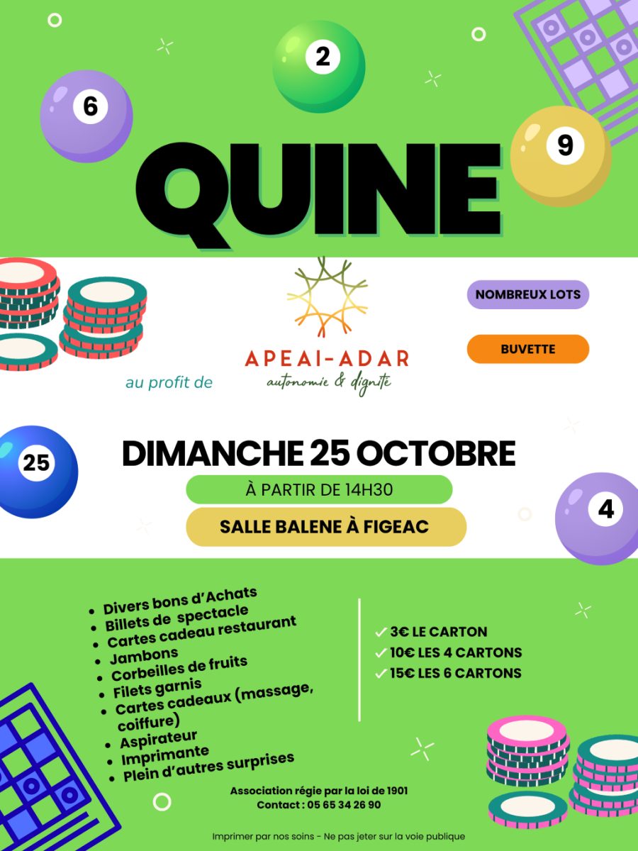 Quine à Figeac au profit de l'APEAI-ADAR