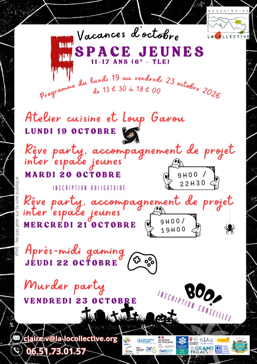 Vacances d'octobre à l'Espace jeunes à Cajarc