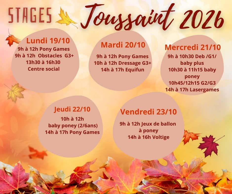 Stages Toussaint 2026 - 1ère semaine