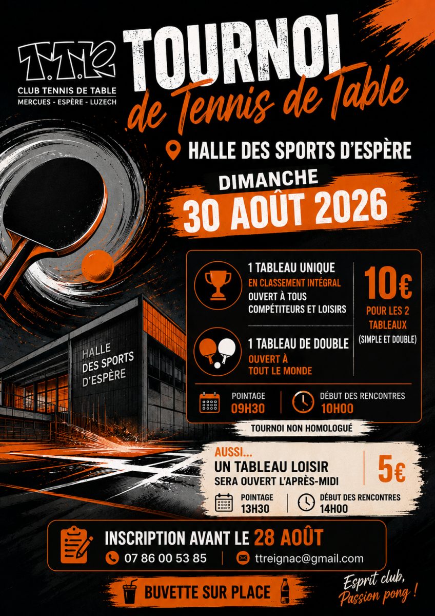Tournoi annuel de Tennis de Table Reignac