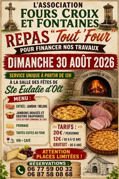 Repas "Tout Four"  de l'association Fours, Croix et Fontaines de Ste Eulalie d'Olt