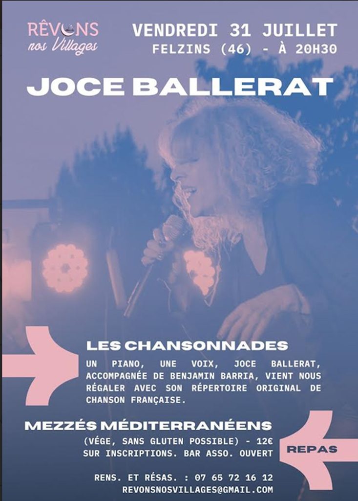 Concert de Joce Ballerat – Les chansonnades au Quinte & Sens, Felzins