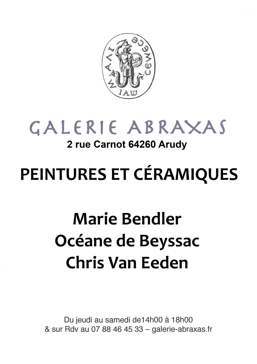 Exposition : Peintures et céramiques - Marie Bendler, Océane de Beyssac et Chris Van Eeden
