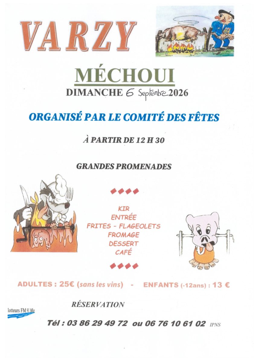 Le comité des fêtes de Varzy organise un méchoui