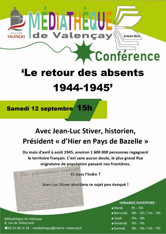 Conférence : "Le retour des absents 1944-1945"