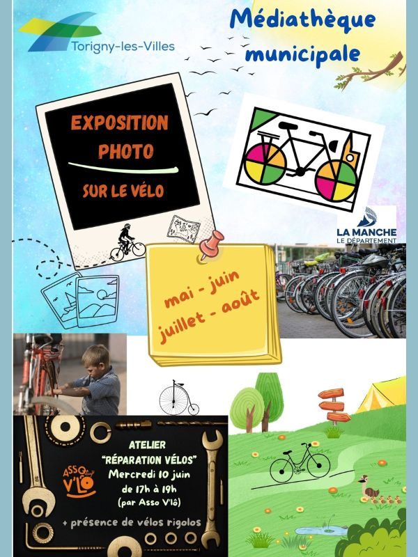 Exposition photo sur le vélo à la médiathèque