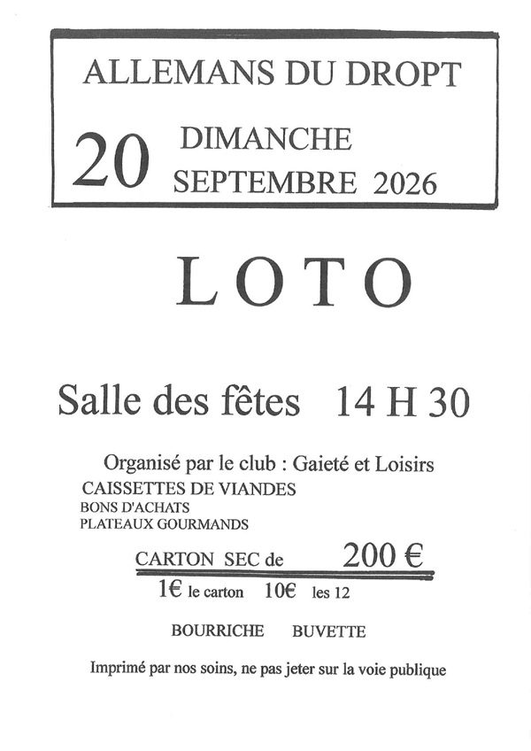 Loto du Club Gaieté et Loisirs
