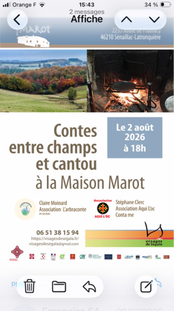 Soirée contes à la maison Marot, Sénaillac-Latronquière