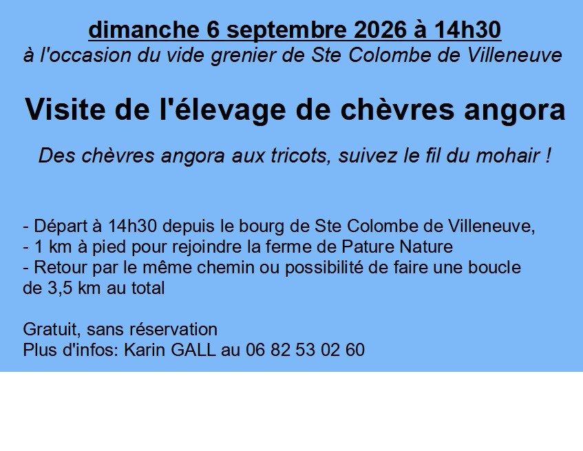 Visite d'élevage de chèvres angora 2026