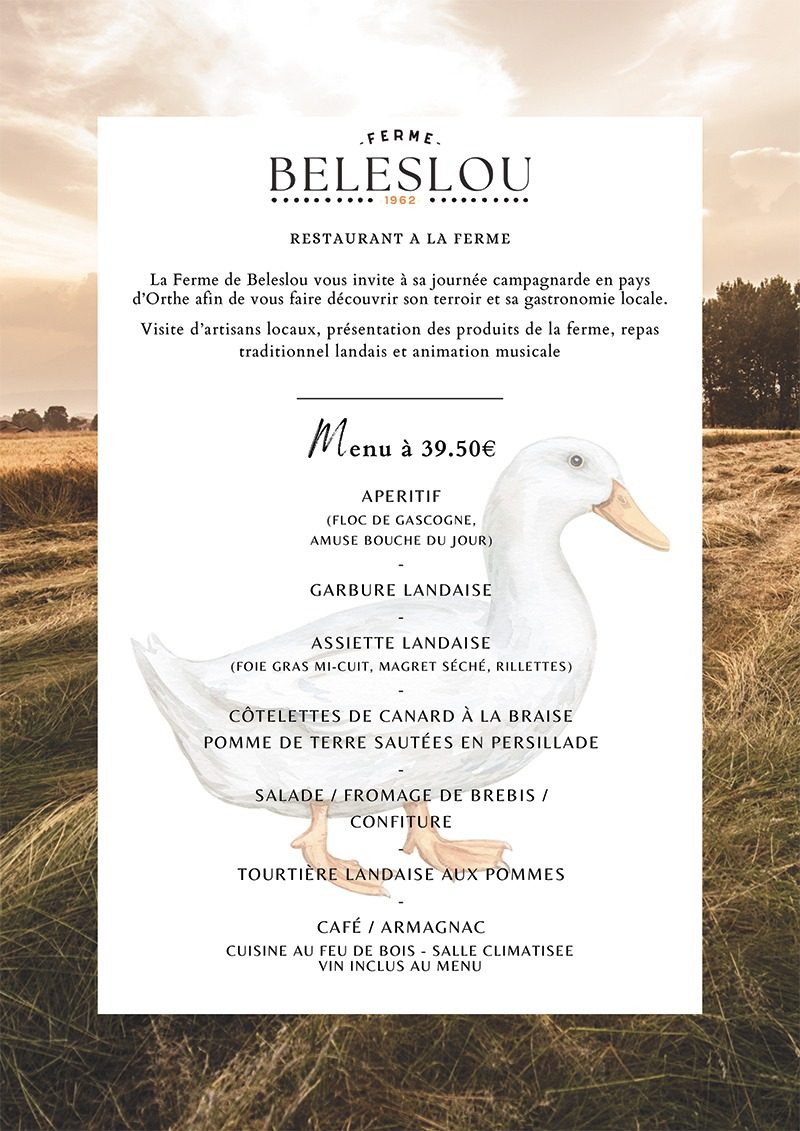 Repas traditionnel landais à la Ferme de Beleslou - COMPLET
