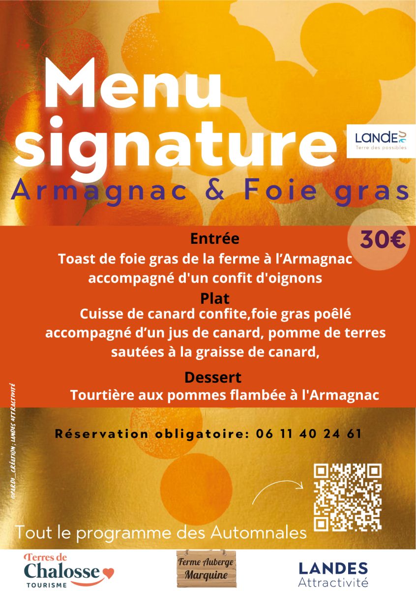 Menu spécial "Automnales du foie gras et de l'armagnac" du 1er au 31 octobre 2026